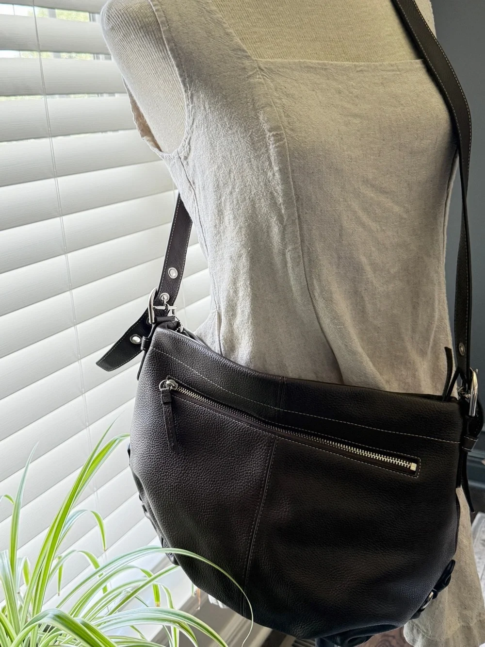 Coach Soho Dark Brown Pebbled Leather Convertible Hobo Duffle Bag F15064